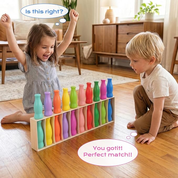 Foleto Bottle Flip Challenge Game, Color Match Interactive Sorting Toy with 20 ABS Bottles, Dual-Mode Brain Training Game Portable Party Family Group Challenge