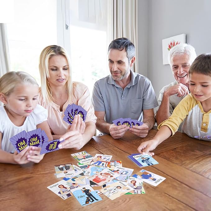 Card Games,Go Fish and Old Maid Card Game for Kids Ages 4-8,Fun Classic Interactive Games for Kids Toddlers Adults,Perfect for Stocking Stuffers Gifts,Family Game Night Party Games(Go Fish&Old Maid)
