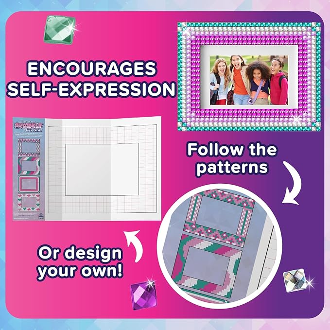 PURPLE LADYBUG Kids Picture Frame Mosaic Kit with Sparkly Gems - Fun Arts & Crafts for Girls 8-12 6-8, Great Gifts for Birthday for 6 7 8 9 10 11 12 Girls - Ideal for Sleepovers, Playdates