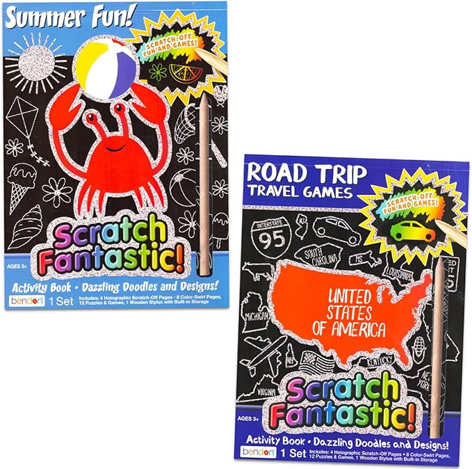 Road Trip Games for Kids - Bundle with 2 Travel Activity Activity Books Featuring Snakes and Ladders, More | Travel Activites for Kids, Boys, Girls