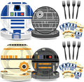 96 Pcs Galaxy War Party Paper Plates and Napkins Galaxy Movie Star Party Decorations Outer Space Disposable Dessert Plates Space Tableware Set Serves 24 Boys Girls Kids Baby Shower Birthday Supplies