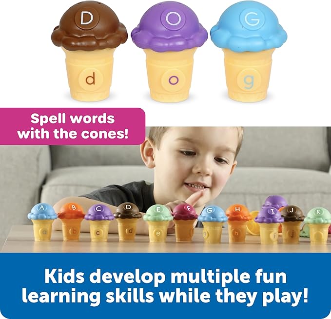 Learning Resources Mini Letter Scoops - Letter Recognition, ABC Color Matching Game, Alphabet Phonics for Toddlers, Imaginative Skills, Fine Motor, Montessori Food Toys, Gifts for Boys and Girls