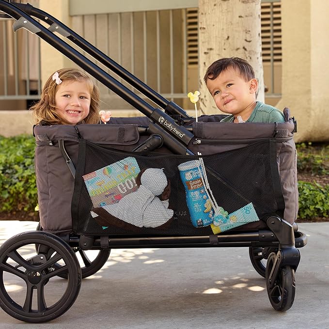 J.L. Childress Universal Stroller Wagon Netting - Mesh Stroller Wagon Organizer with Large Storage Pockets, Adjustable Hooks, Baby Accessories & Cargo Storage Attachment, Easy Install