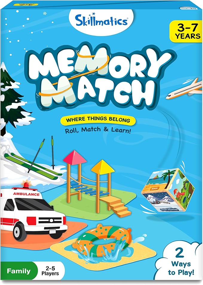 Skillmatics Memory Match - Where Things Belong, Fun & Fast Matching Board Game for Kids, Educational Preschool Game for Toddlers, Boys & Girls Ages 3, 4, 5, 6 & 7, Learning & Brain Development Toy