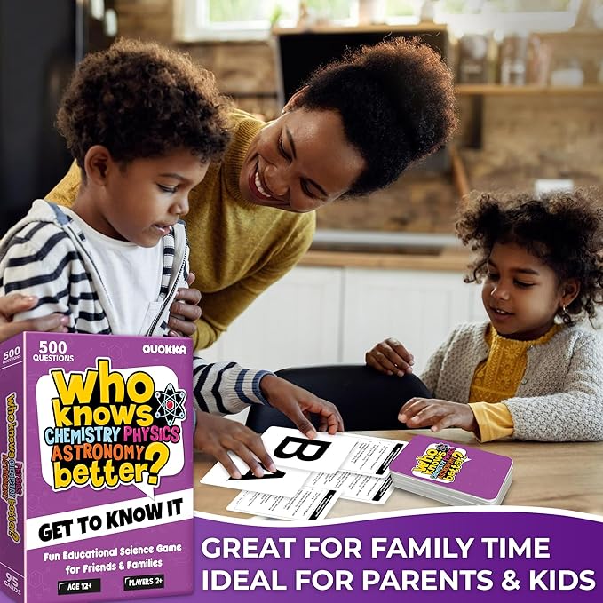 Board Games for Kids 8-12 – Family Card Games for Kids and Adults – Science Trivia Cards for Family Game Night – Who Knows Chemistry Physics Astronomy Better – Fun Card Game for Families and Teens