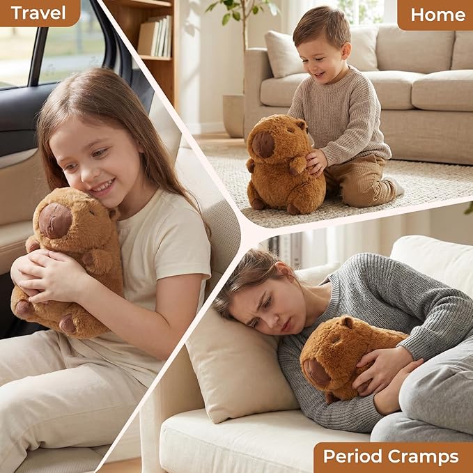 Capybara Microwavable Weighted Stuffed Animals Plushies, Heating Pad Animal for Stress Period Cramps, Lavender Scented Heat&Cold Compress Capybara Plush Toys Gifts for Girls Boys Adults