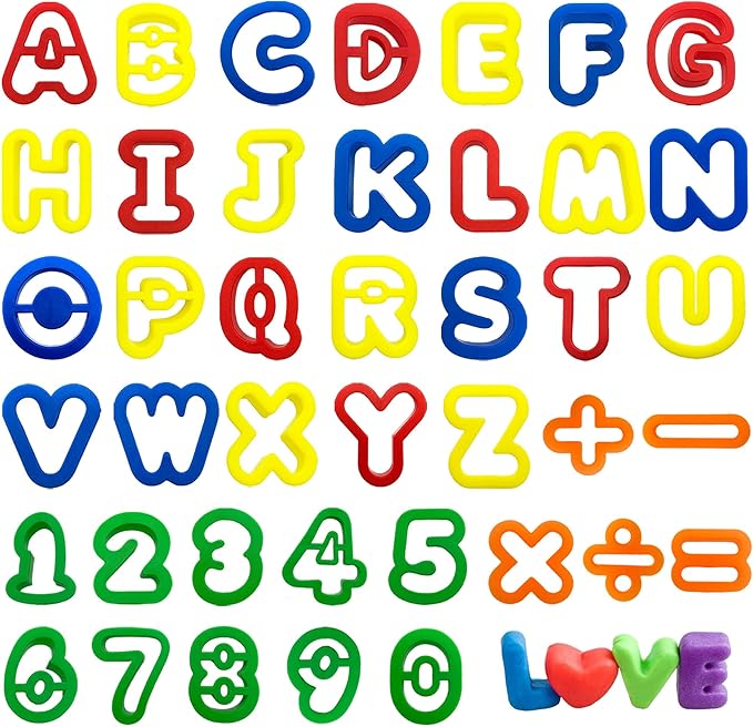 Dough Tool Set with Dough Alphabet Cutters,Numbers Cutters,Mathematical Symbols,Great Dough Tools for Learning Letters and Numbers