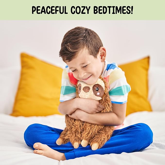 Happy Fuel Sloth Microwavable 1.5 lbs Unscented Heating Pad for Women & Kids - Cute Soft Cozy Pillow Plush Heatable Warm Stuffed Animals - Kawaii Hot & Cold Plushie Toy - Sloth Gifts for Girls & Boys