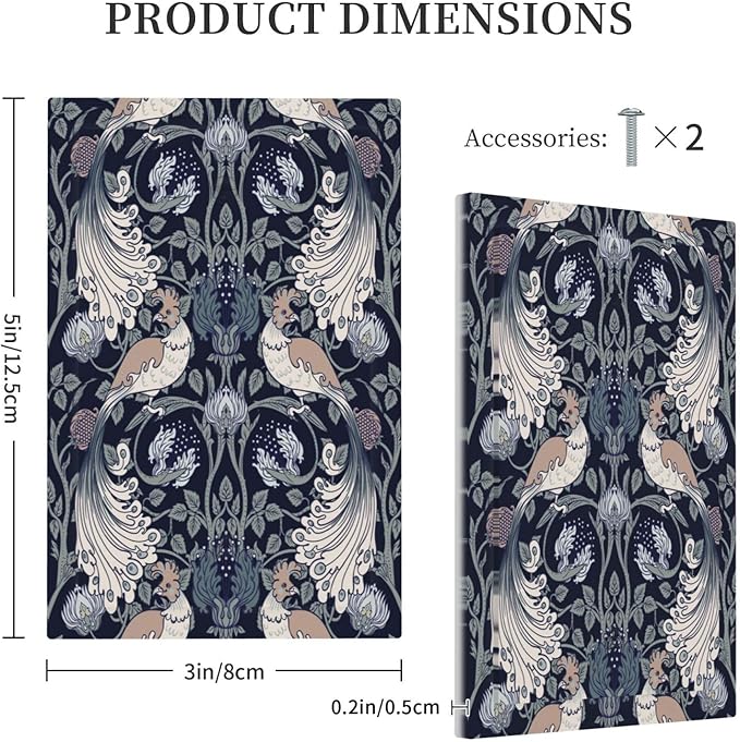 William Morris Vintage Floral Birds Peacocks 1 Gang Light Switch Covers No Device Wall Plate Decorative Blank Switchplate Electrical Faceplate for Country Bathroom Bedroom Decor