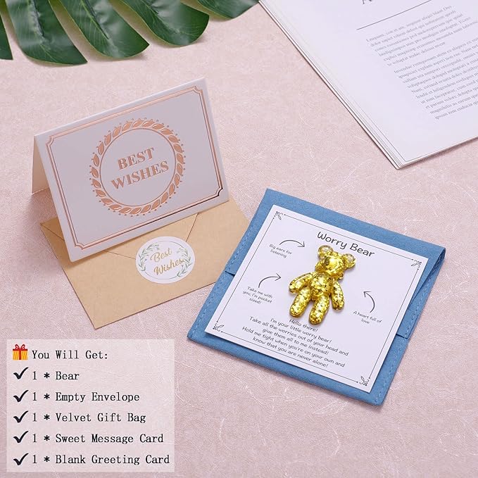 Aesnefe Pocket Bear Hug Anxiety Relief, Mental Health Positivity, Autism Fidget, Stress Relief for Her, Comforting Back to School Gift - White