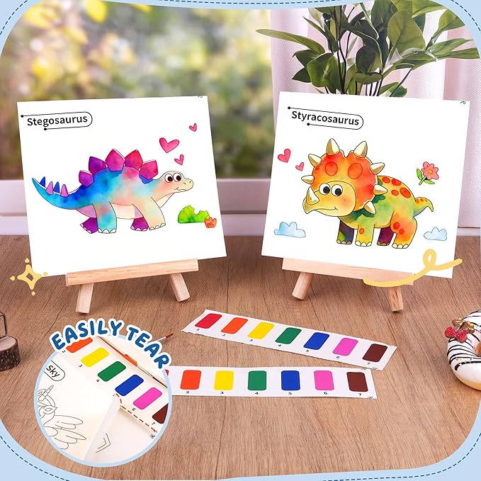 YPLUS Paint with Water Books for Toddlers, Art Craft Toys Watercolor Painting Paper, Gift for Kids Ages 1-3, 2-4, 4-6, Drawing with Brush - Dinosaur