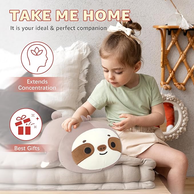 Onsoyours Original Weighted Sloth Plush, Cute 13.8"|1.8 Pound Hugging Sloth Weighted Stuffed Animal, Soft Collectible Plushies Pillow Toy Gift for Kids & Adults