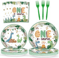 96Pcs One A Saurus Dinosaur 1st Birthday Plates and Napkins Boho Dino First Party Decorations Dinosaur First Dessert Plates Cartoon Jungle Dino 1st Tableware for 24 Guests Kids Birthday Party Supplies