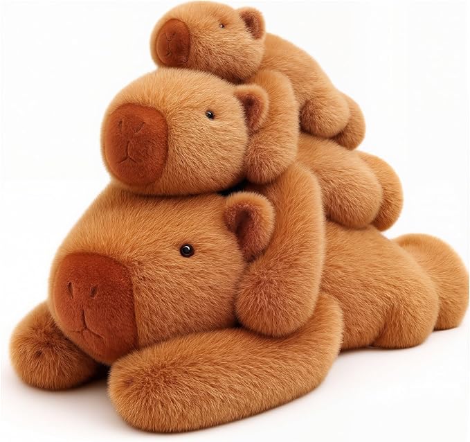 1.54lb Capybara Plush for Girls Weighted Stuffed Animals for Adults, Kawaii Ultra Soft Adorable Capybara Plush Toy, Huggable Capybara Gift for Kids Boys 17in