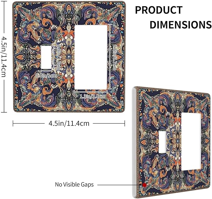 Outlet Covers Mandala Petals Retro Flowers 1 Toggle 1 Rocker Combination Decorative Wall Plate Electrical Switch Plates Light Switch Cover Plate For Bed Room Home Decor