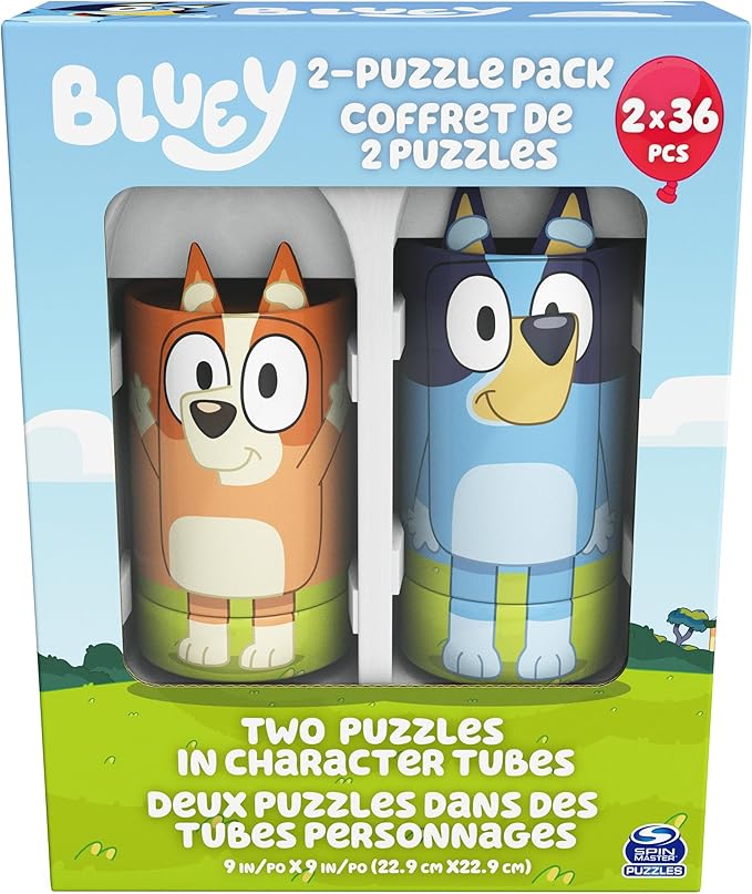 Spin Master Games, Bluey Puzzles 2-Pack, 36 Pieces, Kids Puzzles, Bluey Toys, Preschool Puzzles, for Ages 3 & Up