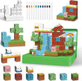 Intoypad Magnetic Blocks Painting Travel Toys for Kids, 48PCS Magnetic Building Blocks with 12 Paint Pens & Iron Box Art Craft Kits Magnet Blocks Cube Birthday Gifts for Boys Girls Road Trip Car Games