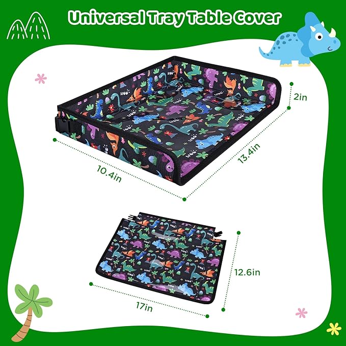 Airplane Kids Travel Tray for Toddler Car Seat - Toddler Tray for Plane or Train - Travel Essential Must-Haves and Flying Supplies - Dinosaur