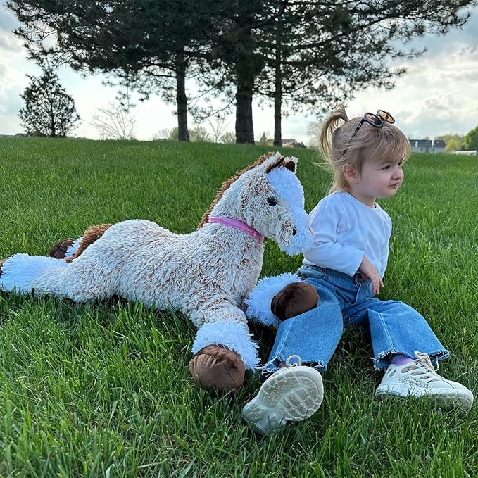 Tezituor 3ft Large Realistic Horse Stuffed Animal, 35.4 Inches Big Stuffed Pony Plush Toys for Ridding, Hugging Soft Horse Plush Theme Body Pillow Christmas Birthday Gift for Boys Girls
