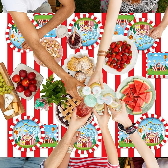 Circus Theme Paper Plates and Napkins Circus Party Decorations Tableware Set Carnival Circus Theme Dinner Plates Circus Party Tablecloths for Kids Circus Birthday Party Decor Supplies