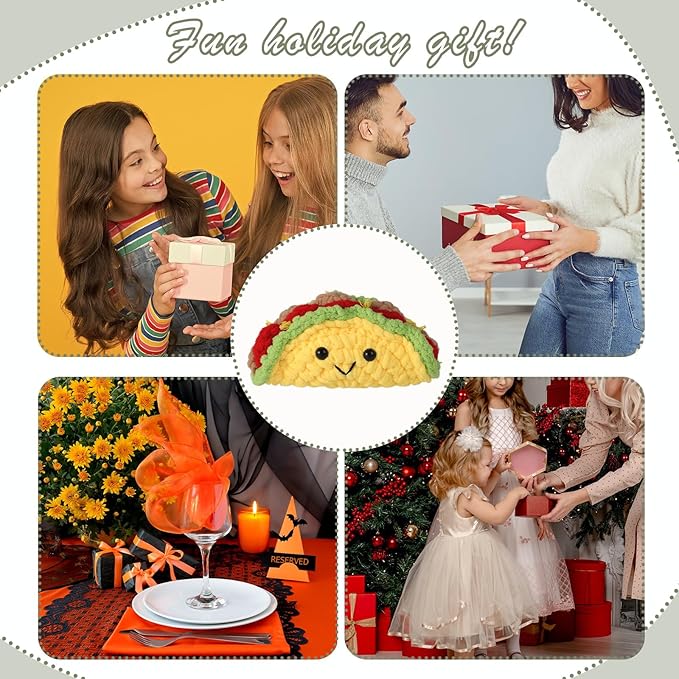 Emotional Support Taco, Crochet Emotional Support Plush, Handmade Taco Potato Toy Plush with Positive Words, Adorable Knitted Doll Inspirational Gift Encouragement Ornament for Friends and Family