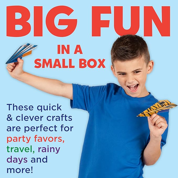 Creativity for Kids Paper Airplane Squadron - Create 20 Paper Airplanes, Mini Craft Kit for Boys, Great Spring Crafts and Gift for Boys, Kids Activities (Ages 6+)