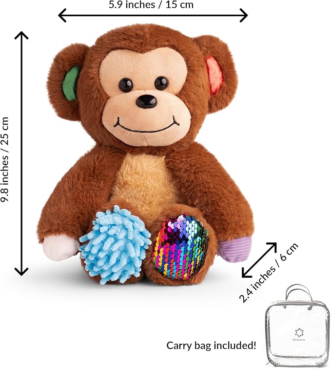 ODOXIA Sensory Monkey Stuffed Animal | Sensory Plush Toy | Fidget Stuffed Animal for Kids | Great for Sensory Needs | Sensory Stuffed Animals for Children | Sensory Pillow Plush