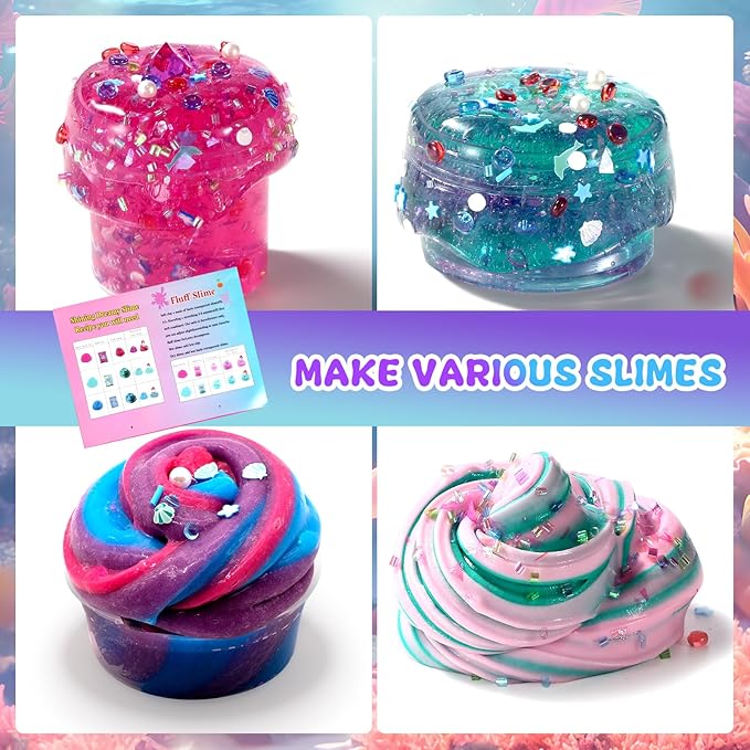 ZOnFRTO Mermaid Slime Kit for Girls, Mini Dreamy Slime Making Kit for Kids 6-12, Party Favors for Childrens