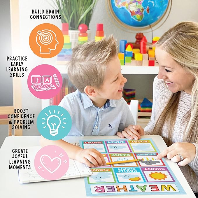 Hadley Designs 16 Educational Posters for Toddler Learning Activities - Alphabet Daycare Essentials, Laminated Pre-K Posters for Toddlers 1-3, Preschool Learning Activities, Rainbow Classroom Decor