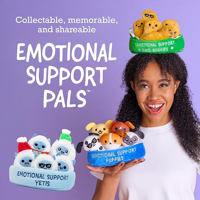 Emotional Support Puppies by Relatable, Cuddly Stuffed Animals and Plushies Set, Small Gifts for Mom, Includes 5 Puppies Plush Toys with Carrying Basket, for Mom
