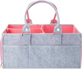 Mr. Pen- Baby Diaper Caddy Organizer, Gray, Pink Inside, Nursery Storage Bin and Car Organizer for Diapers and Baby Wipes