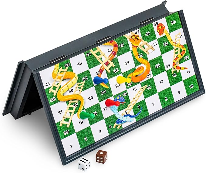 Magnetic Snakes and Ladders Board Game Set - 9.6 Inches