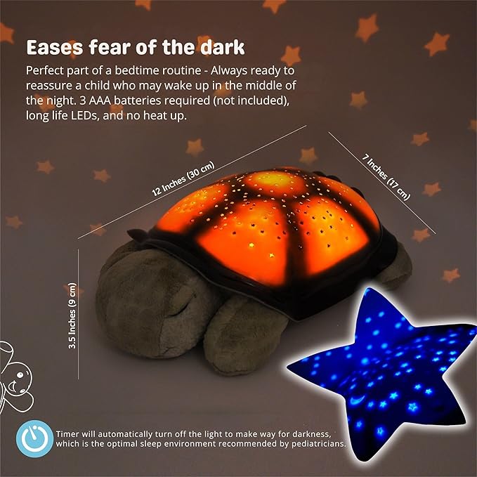 Cloud b Calming Nightlight Star Projector | Gentle Brightness | 3 Colors | 8 Constellations | Auto-Shutoff | Twilight Turtle Green