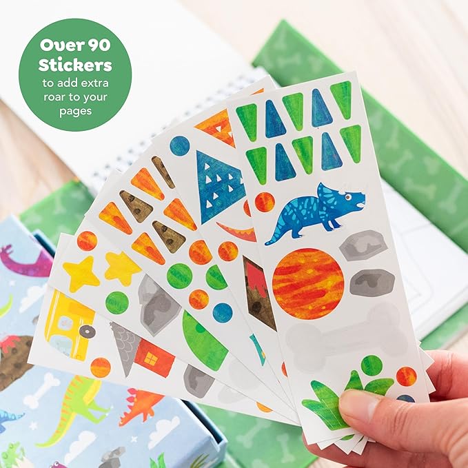 Tiger Tribe Coloring Set - Dinosaurs, Activity Set for Kids, incl. Stickers & Markers Portable Storage Box, Perfect for Travel, Great Gift