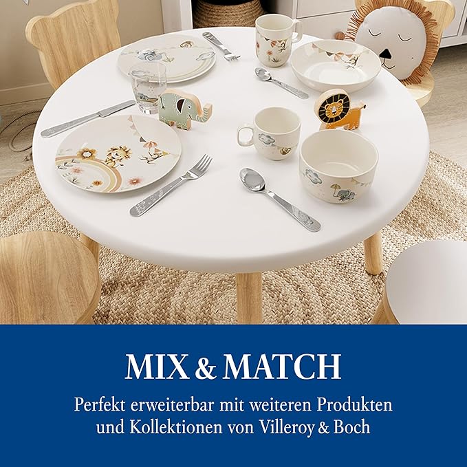 Villeroy & Boch Boho Kids Walk Like An Elephant Small Children's Mug with Handle, Mug for Children, Porcelain Mug, Children's Tableware, Dishwasher Safe, Microwave Safe, Multi-Colour
