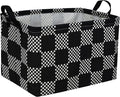 Essme Rectangular Boys Basket,Kids Storage Basket with Handles for Room Decor,Car Storage Bin（Black grid）