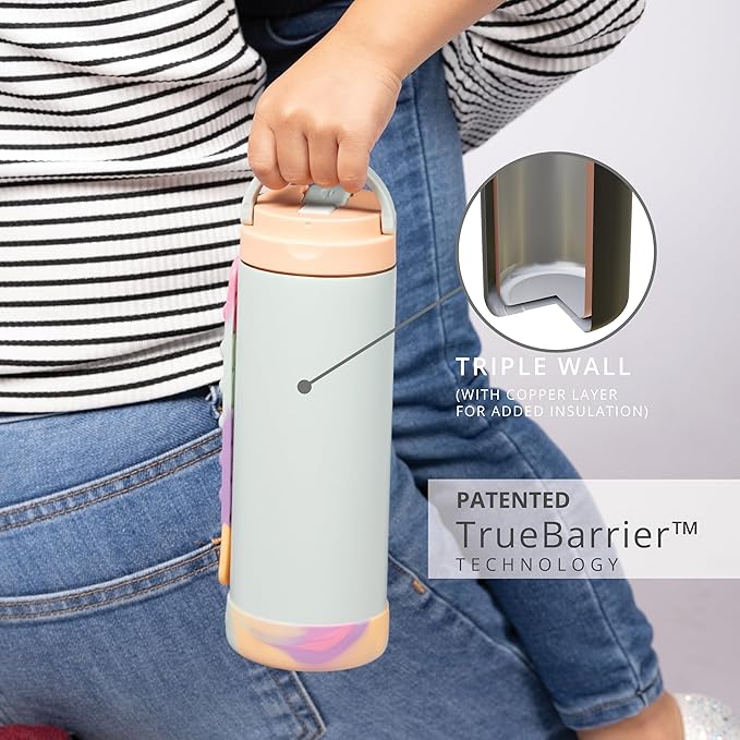 Elemental Iconic Kids Water Bottle for School - 100% Leak-Proof Insulated Water Bottles with Straw Lid & Pop-It Handle for Boys & Girls - Triple-Wall Insulated & BPA-Free, 14oz – Mint Sorbet
