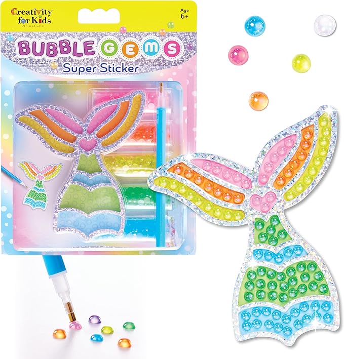 Creativity for Kids Bubble Gem Super Sticker: Mermaid, Crafts and Gifts for Girls, Mini Diamond Painting Kits for Kids, Small Mermaid Gifts and Spring Crafts, Crafts for Girls (Ages 6+)
