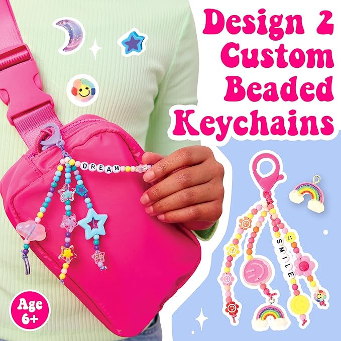 Creativity for Kids Backpack Keychains Mini Kit | Make 2 Trendy Keychains with Beads & Charms | DIY Craft Kit for Kids | Great for Travel, Parties & Gifts | Spring Crafts (Ages 6+)