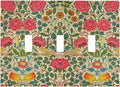 William Morris Roses Floral 3 Gang Light Switch Cover VintageTulip Flower Plant Bird Triple Toggle Wall Plate Decorative Electrical Switchplates for Country Bedroom Living Room Decor