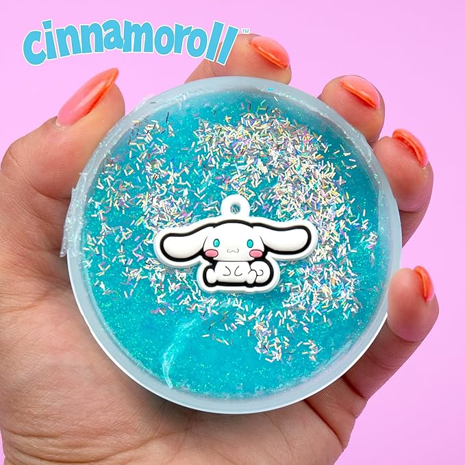 Cinnamoroll SLIMYGLOOP Mix’EMS Slime, Collectible Charm with Fun Add-Ins, Hello Kitty and Blue Glitter Slime, Sanrio Party Favors for Kids 8-12, Girls Toys Age 6-8, Sanrio Stuff