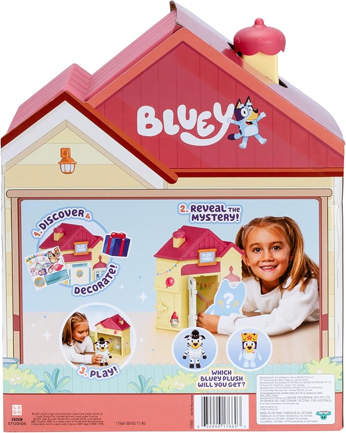 Bluey’s Play Date Plush Surprise Toddler House Playset, Durable Toy House with Exclusive Cuddly Stuffed Toy, Immersive House Toys for Kids of Ages 3+