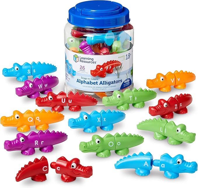 Learning Resources Snap-n-Learn Alphabet Alligators - Toddler Toys, Preschool ABC Activities, Fine Motor Skills, Alphabet Manipulatives, Phonetics and Reading, Sensory Gifts for Boys and Girls