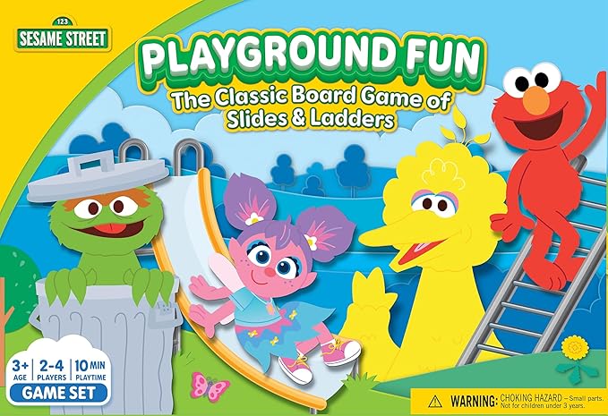 MasterPieces - Sesame Street Playground Fun - Slides & Ladders Family Board Game for Kids
