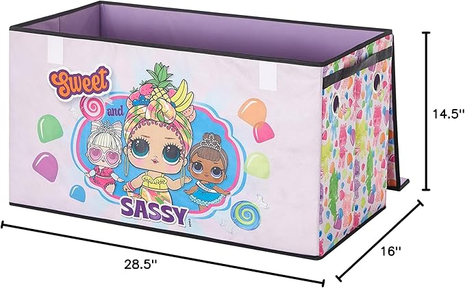 LOL Surprise Collapsible Children’s Storage Trunk - Durable with Soft Lid, 28.5"x14.5"x16", Fun and Spacious Organizer for Kids