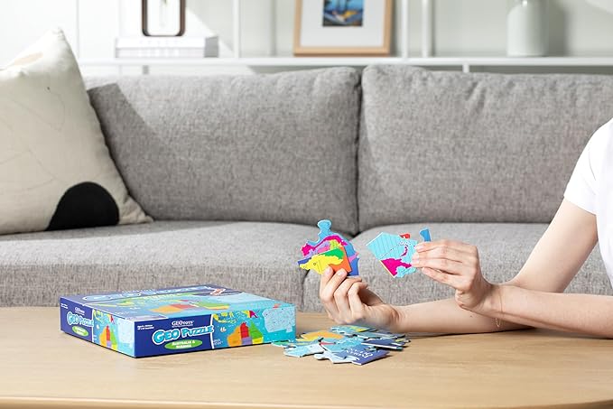 GeoToys GeoPuzzle, Australia & Oceania Jigsaw Puzzles, 50 Pc Geography Game & Map Puzzle, Educational Games & Kids Learning Activities, Puzzle Gifts for Children Ages 6-9, Fun Learning Toys for Kids