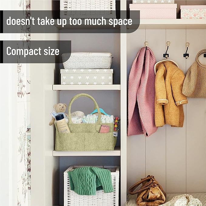 Mr. Pen- Baby Diaper Caddy Organizer, Olive Calm, Nursery Storage Bin and Car Organizer for Diapers and Baby Wipes