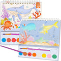 JCREN Paint with Water Books for Kids, Watercolor Coloring Book Mess Free Watercolor Painting Set, Arts and Crafts Water Color Paint Kit Birthday Gifts for Kids Toddlers 3-5 Boys Girls(Sea)