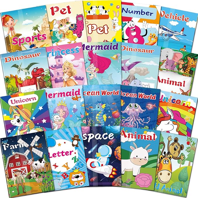 Kalysky 20Pack Coloring Books for Kids Ages 4-8 (5.1 x 7 inch),Mini Coloring Books for Kids Party Favors,Bulk Coloring Book for Toddlers Ages 2-4
