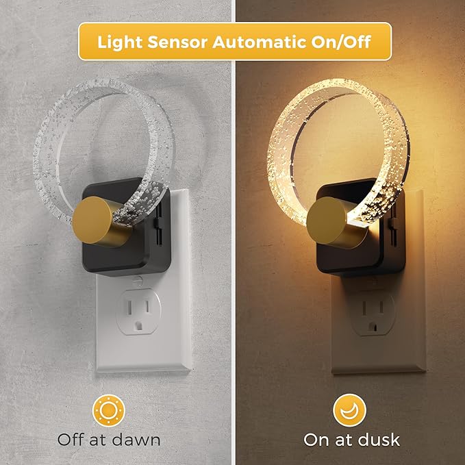 L LOHAS LED Night Lights Plug into Wall, 2 Pack Plug in Night Lights with Light Sensor, 3000K Soft White, 0-100LM Brightness Adjustable, Bubble Nightlight for Bathroom Bedroom Hallway